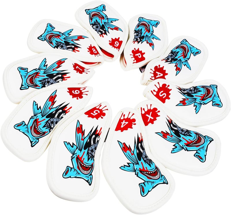 Big Crazy Golf Head Covers, Golf Club Covers Funny, Driver Headcovers, Golf Club Covers, Fairway Woods Head Covers, Hybrids Headcover, Putter Cover with Soft Lining for Golf Gift Hammerhead Sharks - Image 1